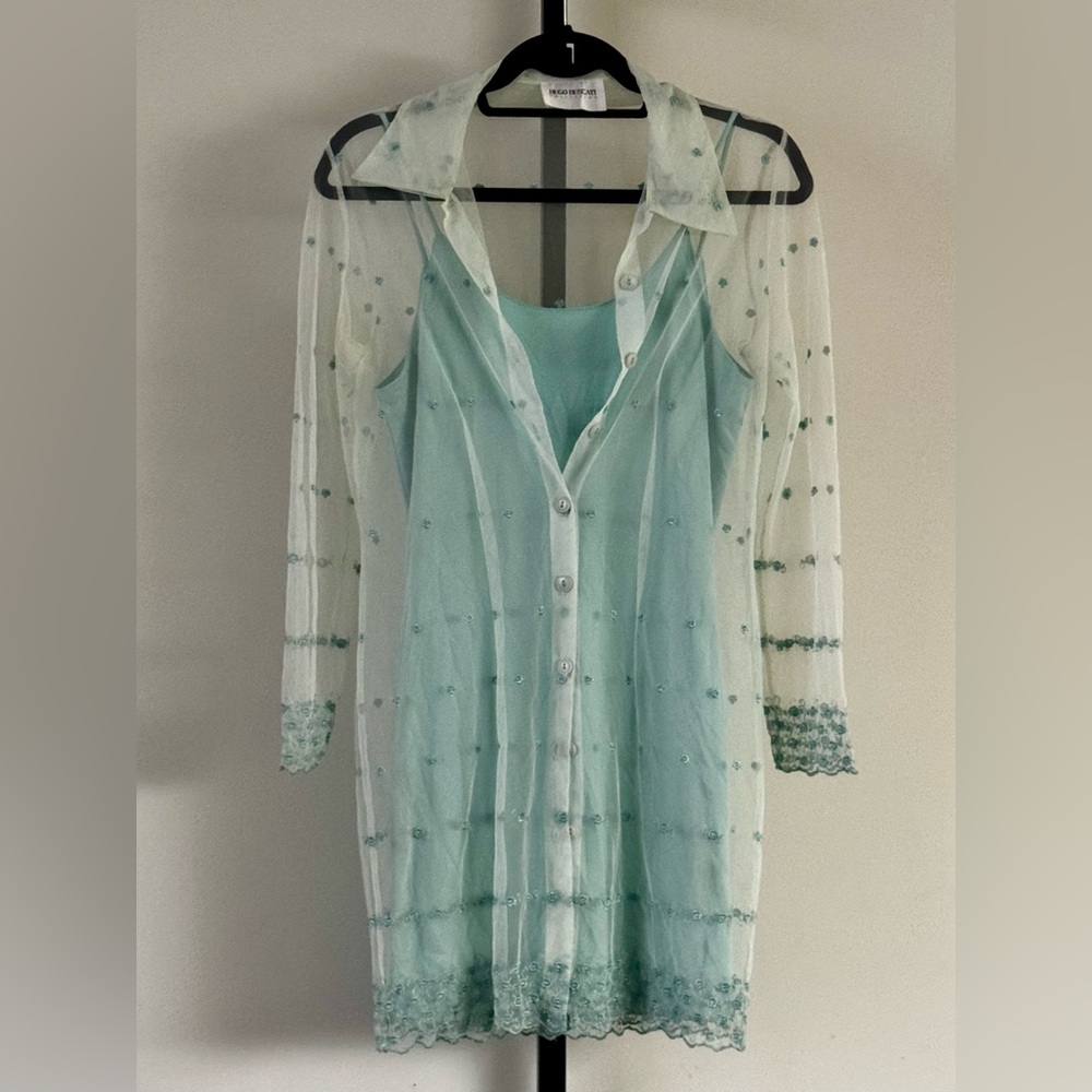 Vintage 90s Set Dress Micro Mesh Clueless Italy Euro